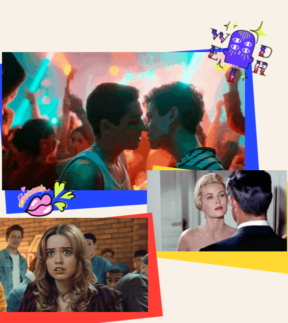 Collage coloré de scènes de cinéma pour la campagne Sidaction réalisée avec Cher Ami