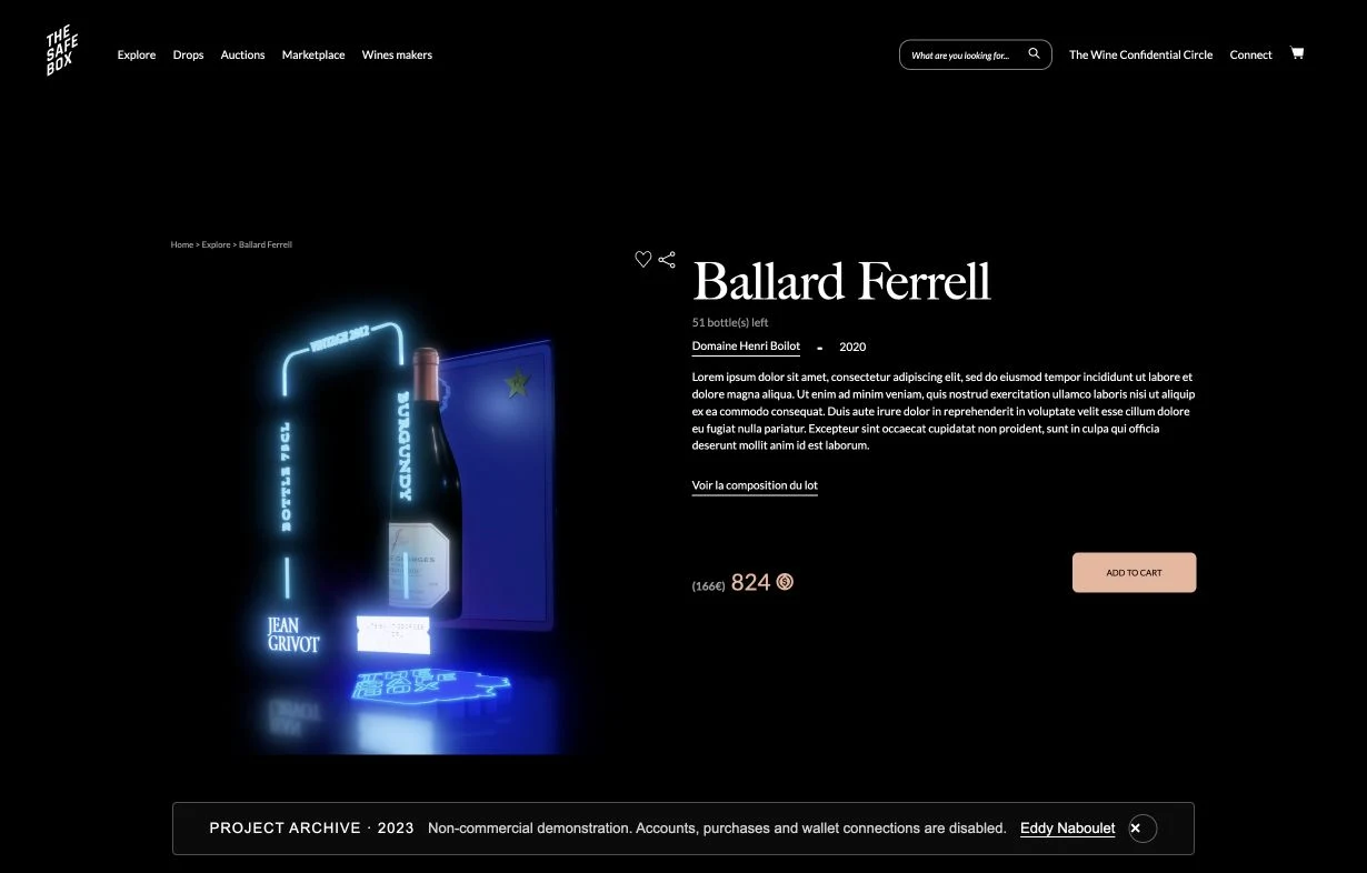 Une bouteille et ses informations