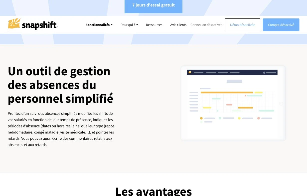 Une page dédiée aux absences